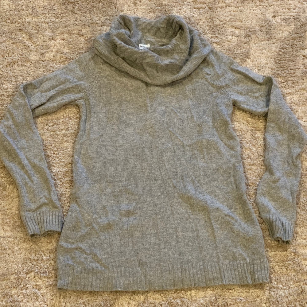 Mimi Maternity Gray Cowl Neck Sweater - L
